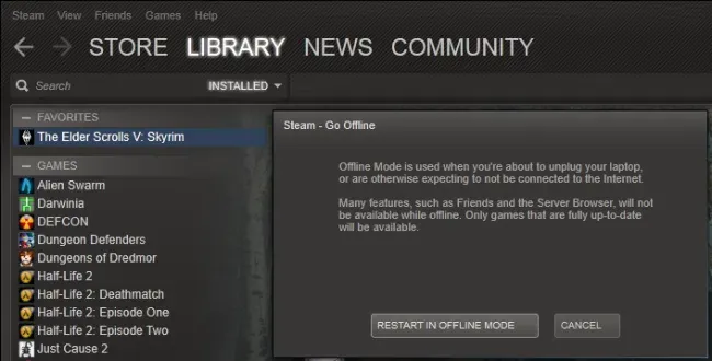 Steamsオフラインモードを機能させる方法