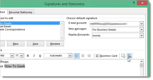 Outlook 13で署名エディターを使用する方法