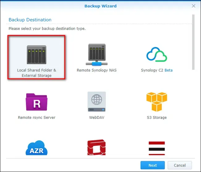 如何创建synology Nas的本地备份