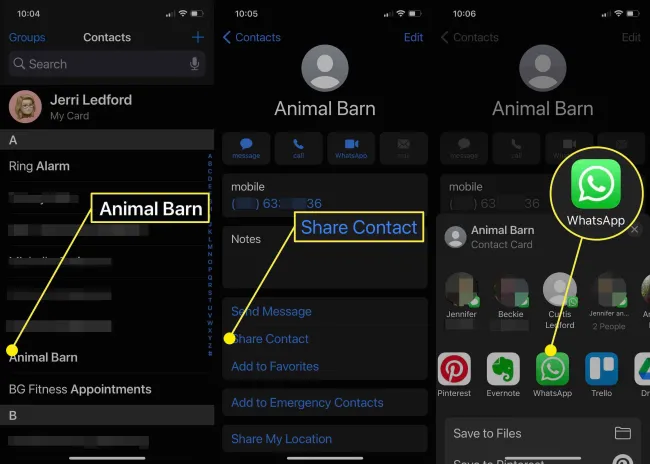 Whatsappで連絡先を共有する方法