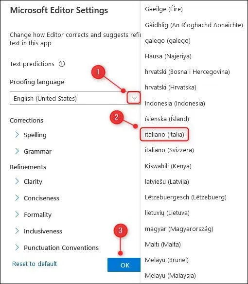 アウトルックオンラインでスペルチェック言語を変える方法
