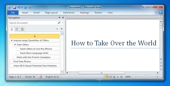 Word 2010のナビゲーションウィンドウを使用して ドキュメントを簡単に再編成します