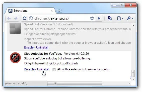 停止在chrome中自动播放youtube视频