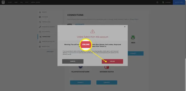 Epic Gamesアカウントのリンクを解除する方法