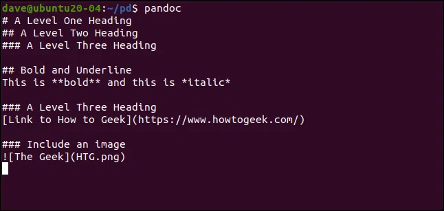 Pandocを使用してlinuxコマンドライン上のファイルを変換する方法