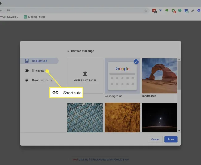 Google Chromeで新しいタブショートカットを削除する方法