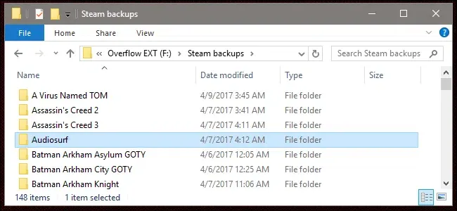 Steamゲームファイルを手動でバックアップする方法