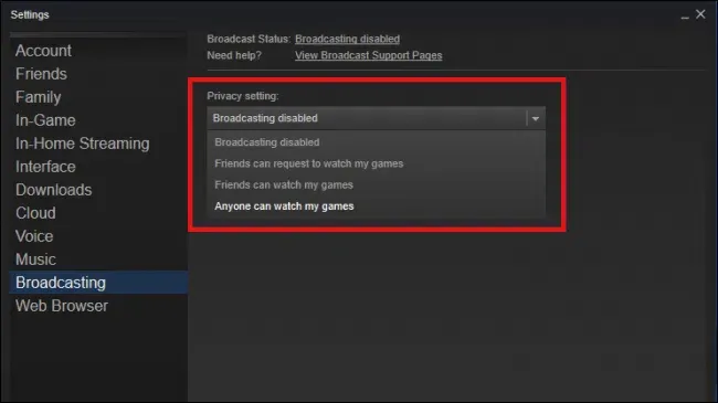 Steamでゲームをオンラインで放送する方法