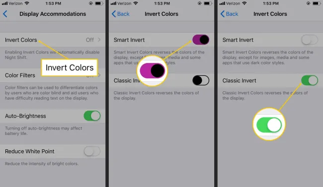 Iphoneとipadで色を反転する方法