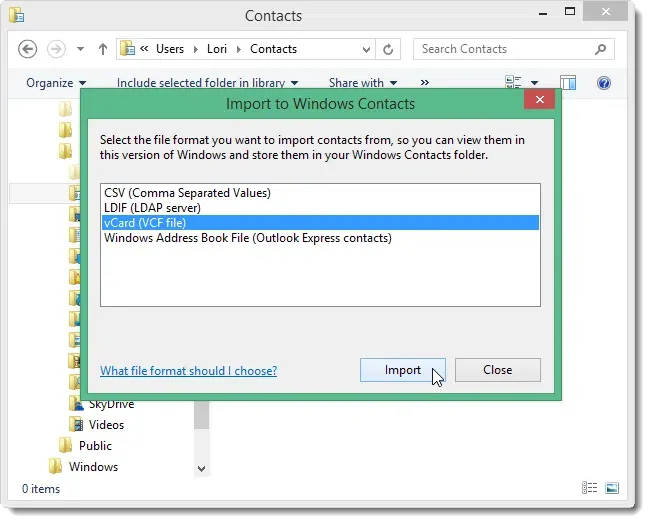 Windows連絡先フォルダーに連絡先をインポートし Windows連絡先フォルダーから連絡先をエクスポートする方法