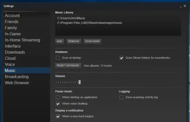 Steamにミュージックライブラリを追加してsteamミュージックプレーヤーを使用する方法