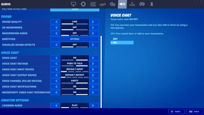 Fortniteゲーム内ビデオチャットの使用方法